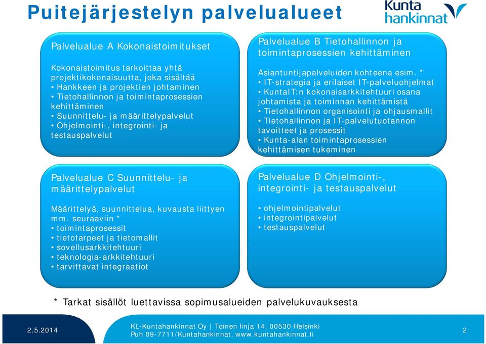 Asiantuntijapalveluiden kohteena esim.