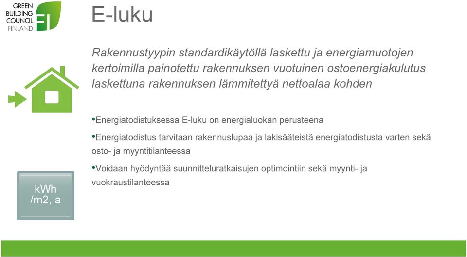 energialuokan perusteena Energiatodistus tarvitaan rakennuslupaa ja lakisääteistä energiatodistusta varten sekä