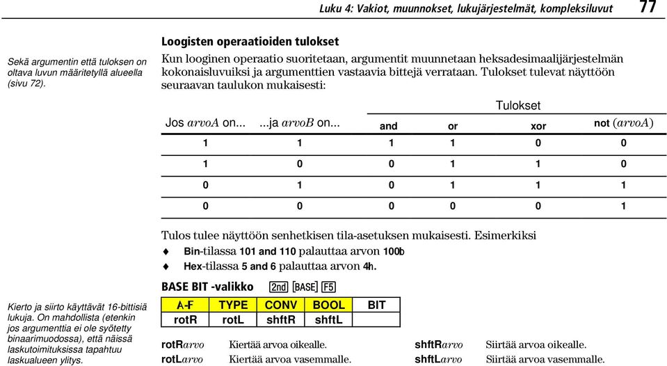 Tulokset tulevat näyttöön seuraavan taulukon mukaisesti: Tulokset Jos arvoa on......ja arvob on.