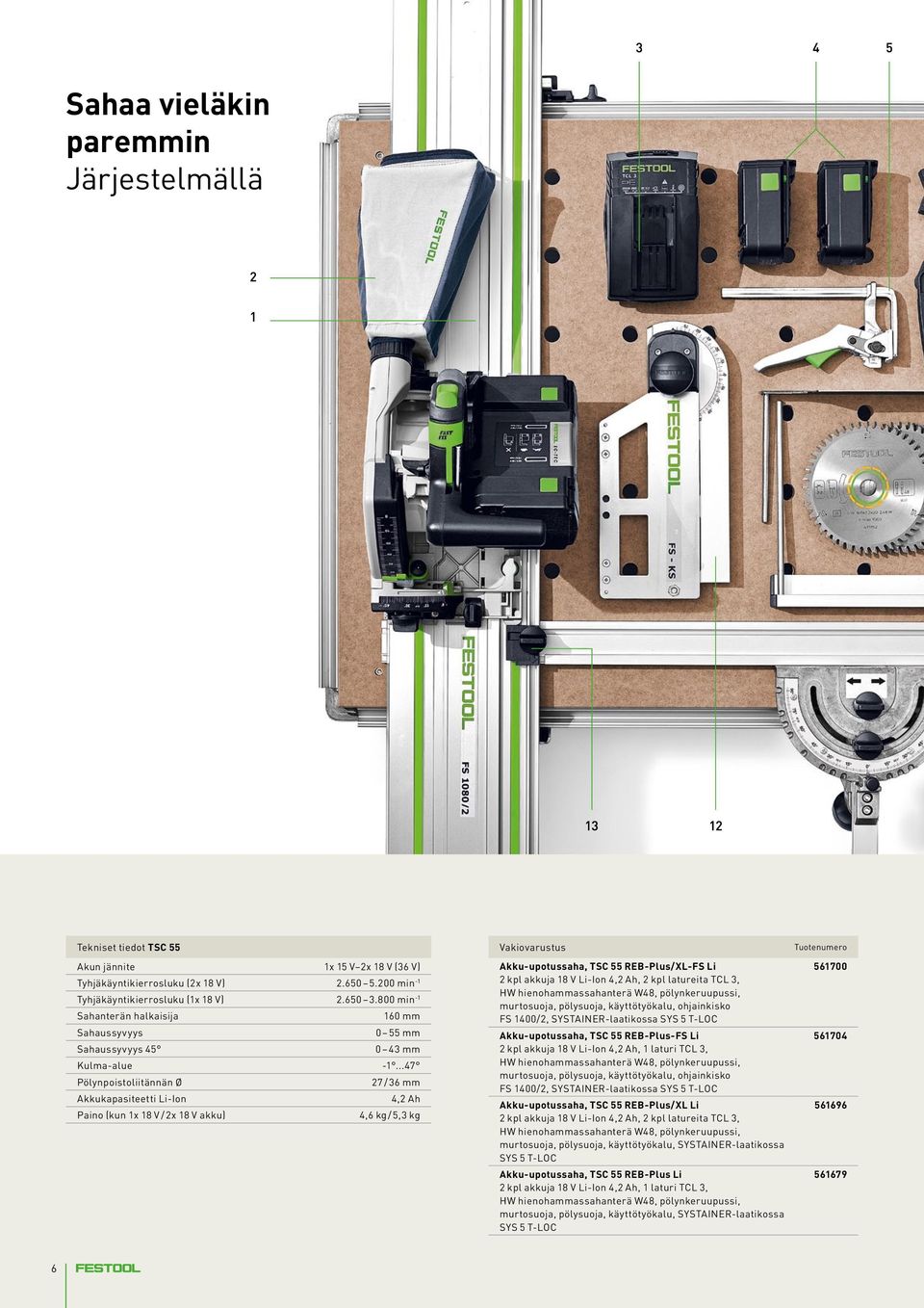 Käytöstä poistettujen koneiden palautus maahantuojalle, kierrätys, syntyvien jätteiden minimointi. Puhtaamman ympäristön puolesta. Lisätietoja osoitteesta www.festool.