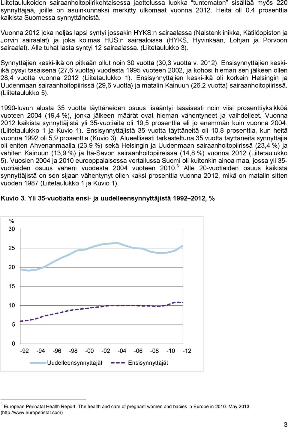 Vuonna 2012 joka neljäs lapsi syntyi jossakin HYKS:n sairaalassa (Naistenklinikka, Kätilöopiston ja Jorvin sairaalat) ja joka kolmas HUS:n sairaaloissa (HYKS, Hyvinkään, Lohjan ja Porvoon sairaalat).