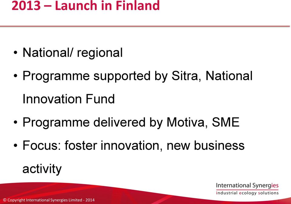 Innovation Fund Programme delivered by