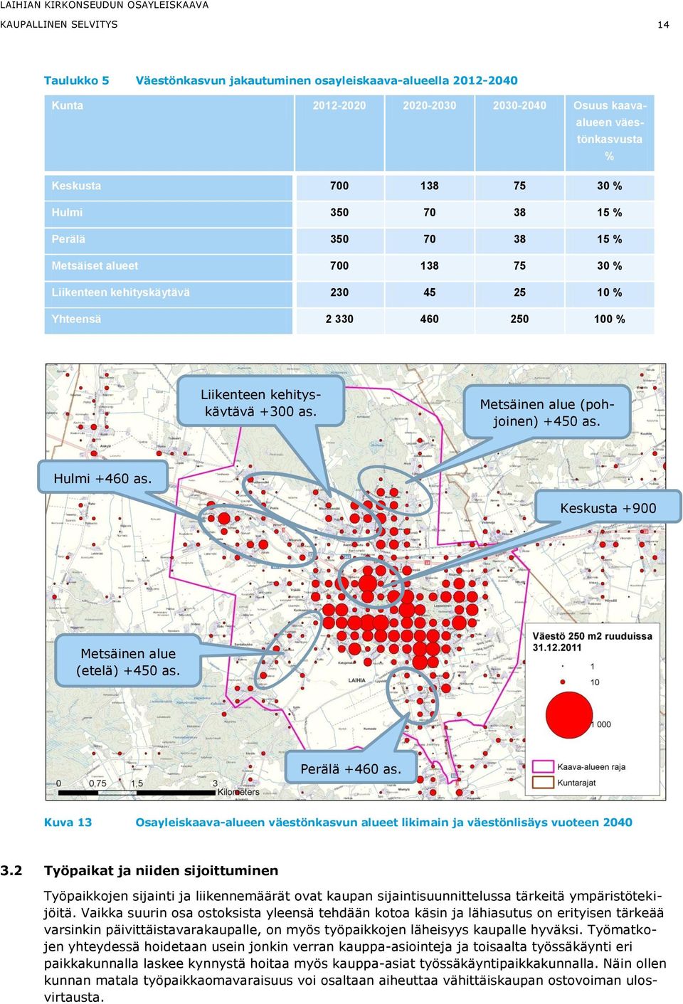 Metsäinen alue (pohjoinen) +450 as. Hulmi +460 as. Keskusta +900 as. Metsäinen alue (etelä) +450 as. Perälä +460 as.