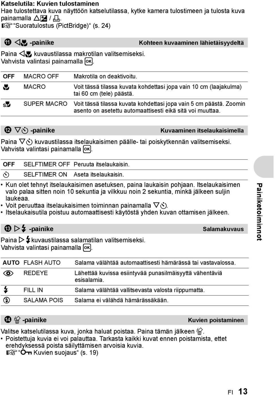 Kohteen kuvaaminen lähietäisyydeltä & MACRO Voit tässä tilassa kuvata kohdettasi jopa vain 10 cm (laajakulma) tai 60 cm (tele) päästä.
