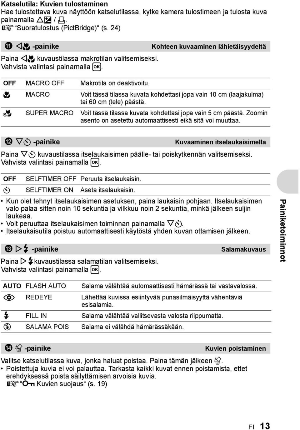 Kohteen kuvaaminen lähietäisyydeltä & MACRO Voit tässä tilassa kuvata kohdettasi jopa vain 10 cm (laajakulma) tai 60 cm (tele) päästä.