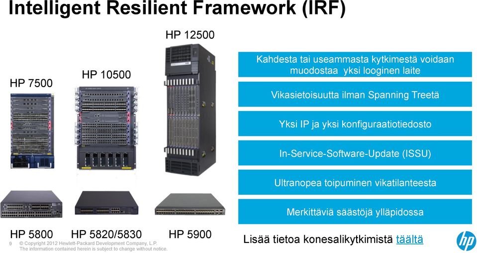 yksi konfiguraatiotiedosto In-Service-Software-Update (ISSU) Ultranopea toipuminen