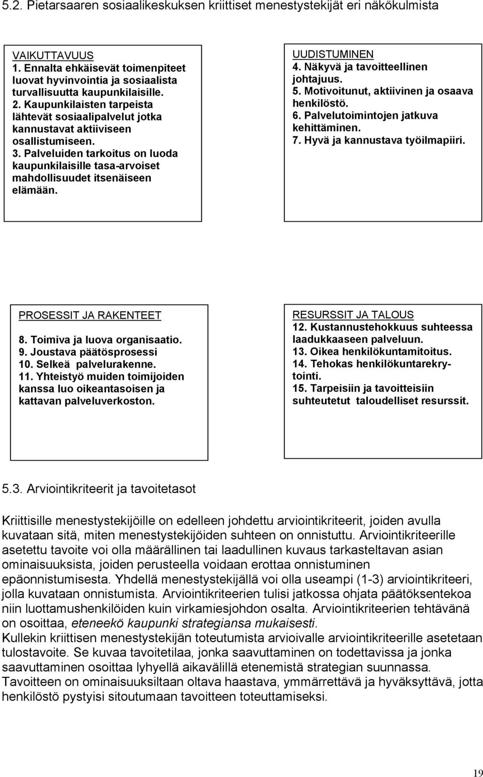 UUDISTUMINEN 4. Näkyvä ja tavoitteellinen johtajuus. 5. Motivoitunut, aktiivinen ja osaava henkilöstö. 6. Palvelutoimintojen jatkuva kehittäminen. 7. Hyvä ja kannustava työilmapiiri.