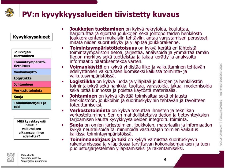 Joukkojen tuottaminen on kykyä rekrytoida, kouluttaa, harjoituttaa ja sijoittaa joukkojen sekä johtoportaiden henkilöstö joukkorakenteen mukaisiin tehtäviin, antaa varustamisen perusteet, mitata