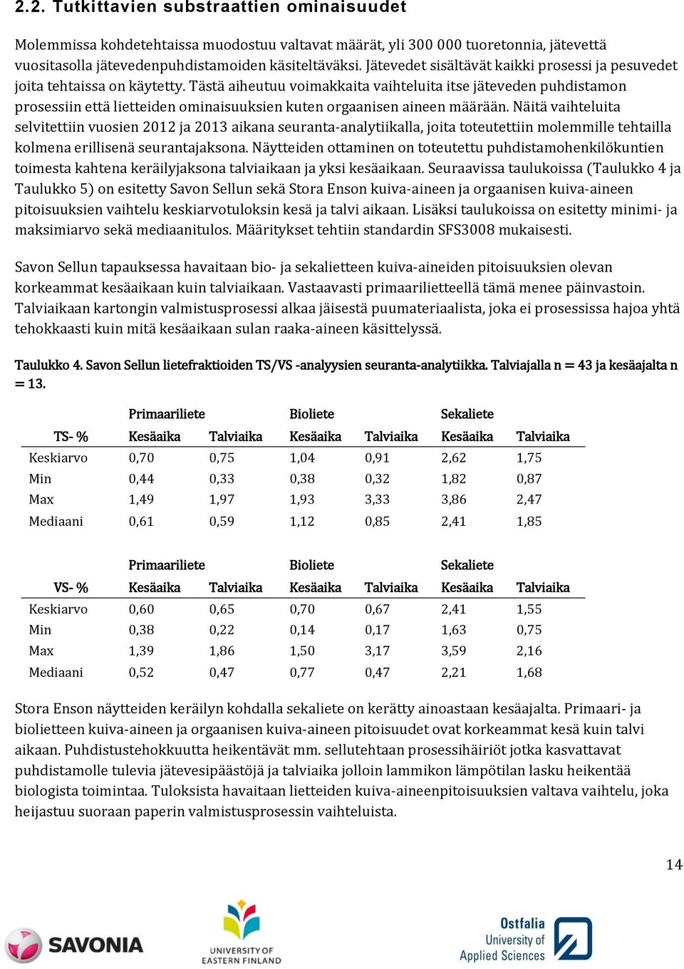 Tästä aiheutuu voimakkaita vaihteluita itse jäteveden puhdistamon prosessiin että lietteiden ominaisuuksien kuten orgaanisen aineen määrään.