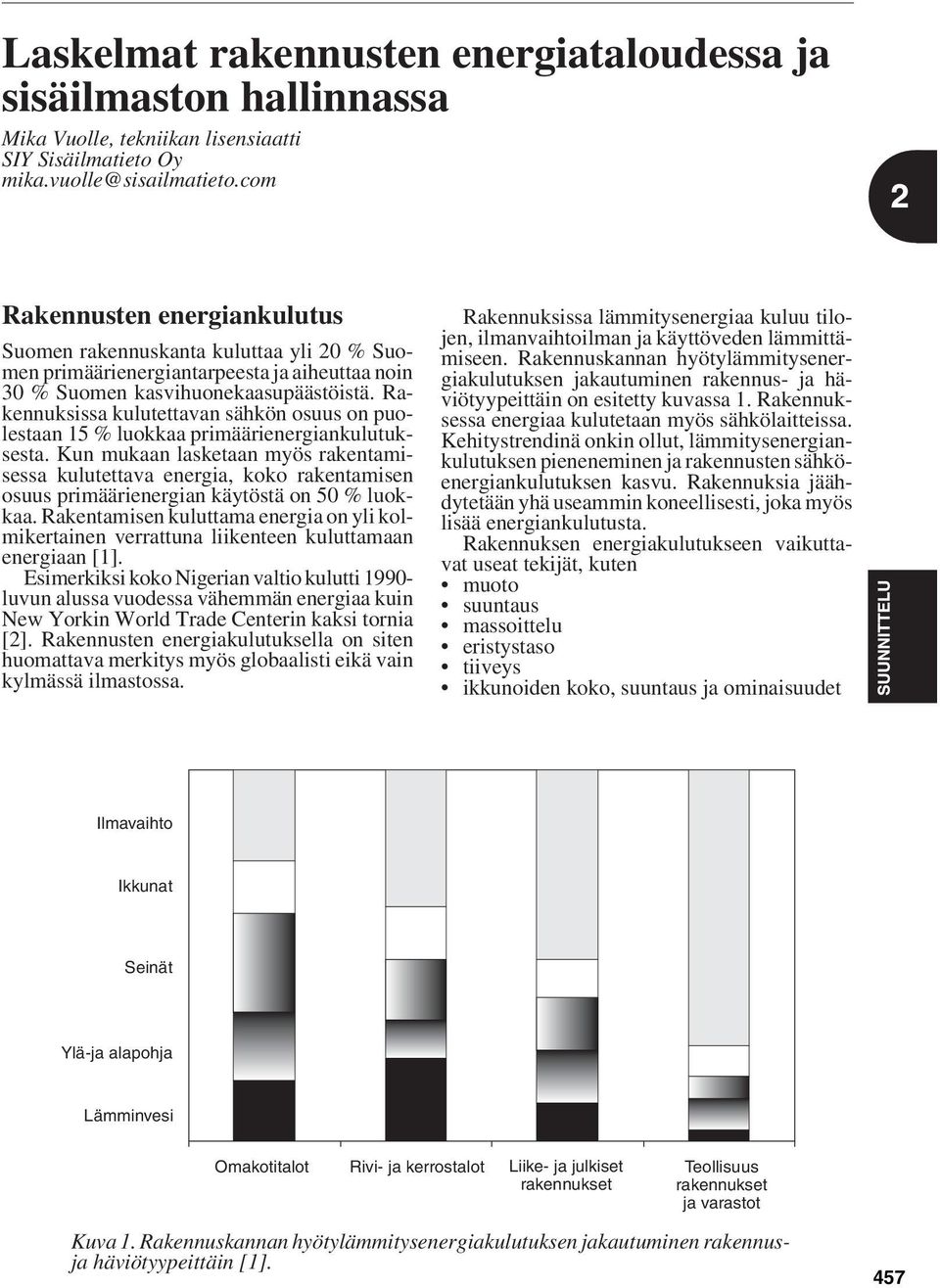Rakennuksissa kulutettavan sähkön osuus on puolestaan 15 % luokkaa primäärienergiankulutuksesta.