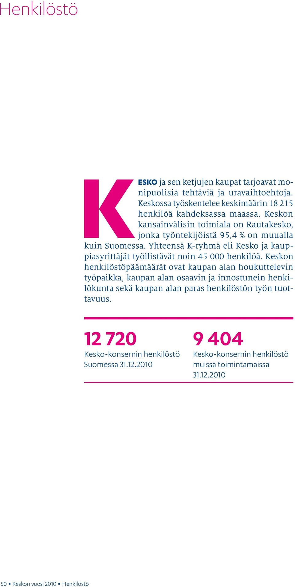 Yhteensä K-ryhmä eli Kesko ja kauppiasyrittäjät työllistävät noin 45 000 henkilöä.