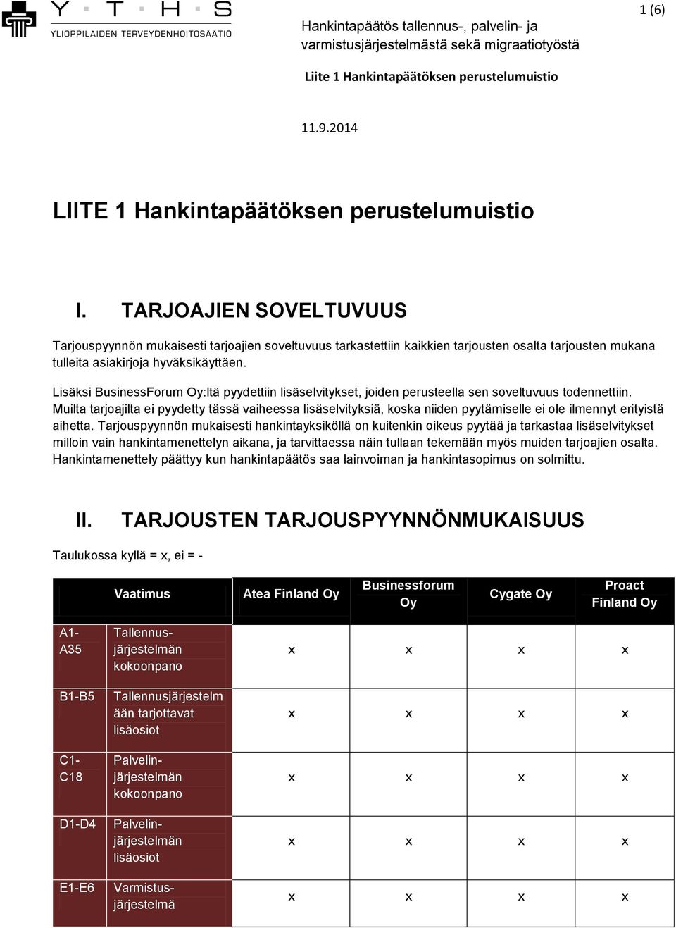 Lisäksi BusinessForum Oy:ltä pyydettiin lisäselvitykset, joiden perusteella sen soveltuvuus todennettiin.