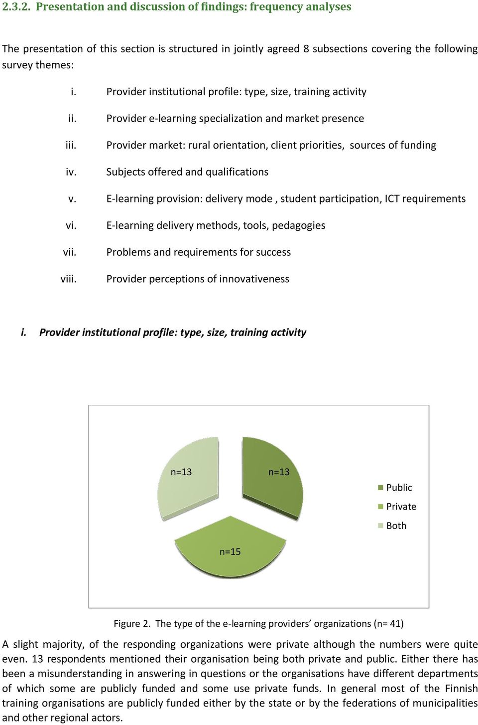 Provider e-learning specialization and market presence Provider market: rural orientation, client priorities, sources of funding Subjects offered and qualifications v.