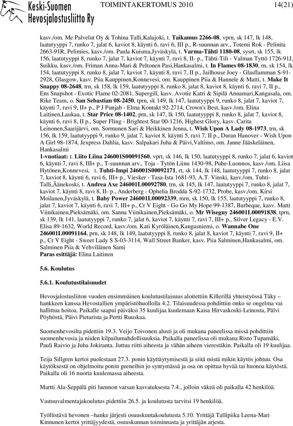 Varma-Tähti 1180-08, sysrt, sk 155, lk 156, laatutyyppi 8, runko 7, jalat 7, kaviot 7, käynti 7, ravi 8, II- p., Tähti-Tili - Valman Tyttö 1726-91J, Suikku, kasv./om.