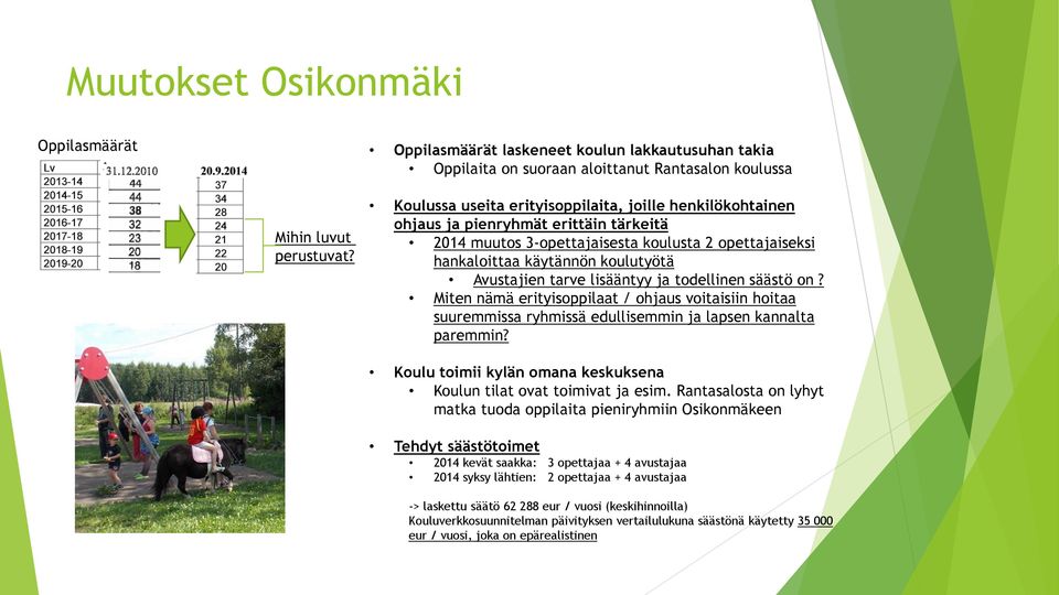 tarve lisääntyy ja todellinen säästö on? Miten nämä erityisoppilaat / ohjaus voitaisiin hoitaa suuremmissa ryhmissä edullisemmin ja lapsen kannalta paremmin?