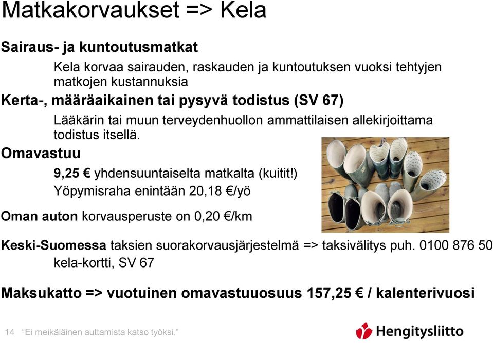 Omavastuu 9,25 yhdensuuntaiselta matkalta (kuitit!