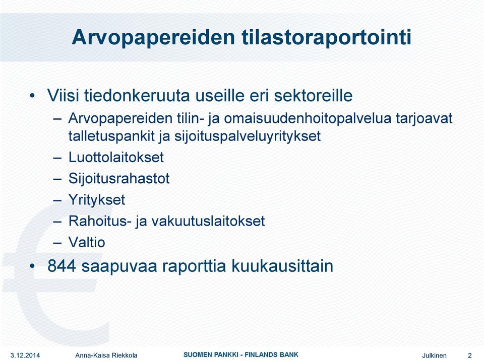 sijoituspalveluyritykset Luottolaitokset Sijoitusrahastot Yritykset Rahoitus- ja