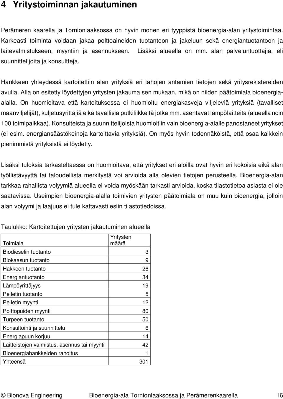 alan palveluntuottajia, eli suunnittelijoita ja konsultteja. Hankkeen yhteydessä kartoitettiin alan yrityksiä eri tahojen antamien tietojen sekä yritysrekistereiden avulla.