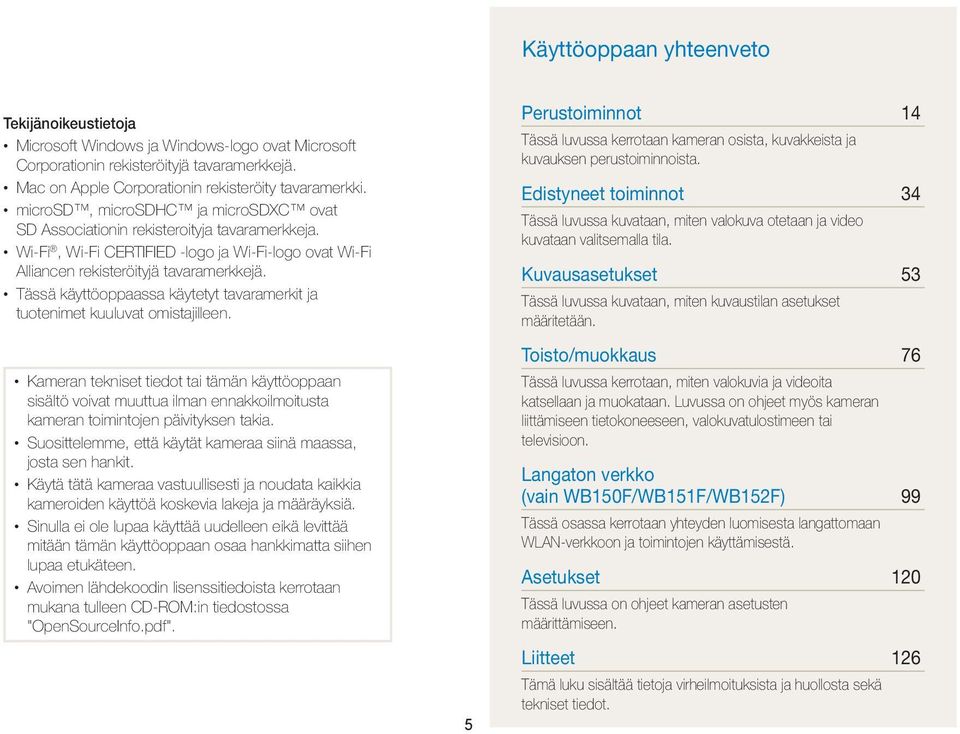 Tässä käyttöoppaassa käytetyt tavaramerkit ja tuotenimet kuuluvat omistajilleen.
