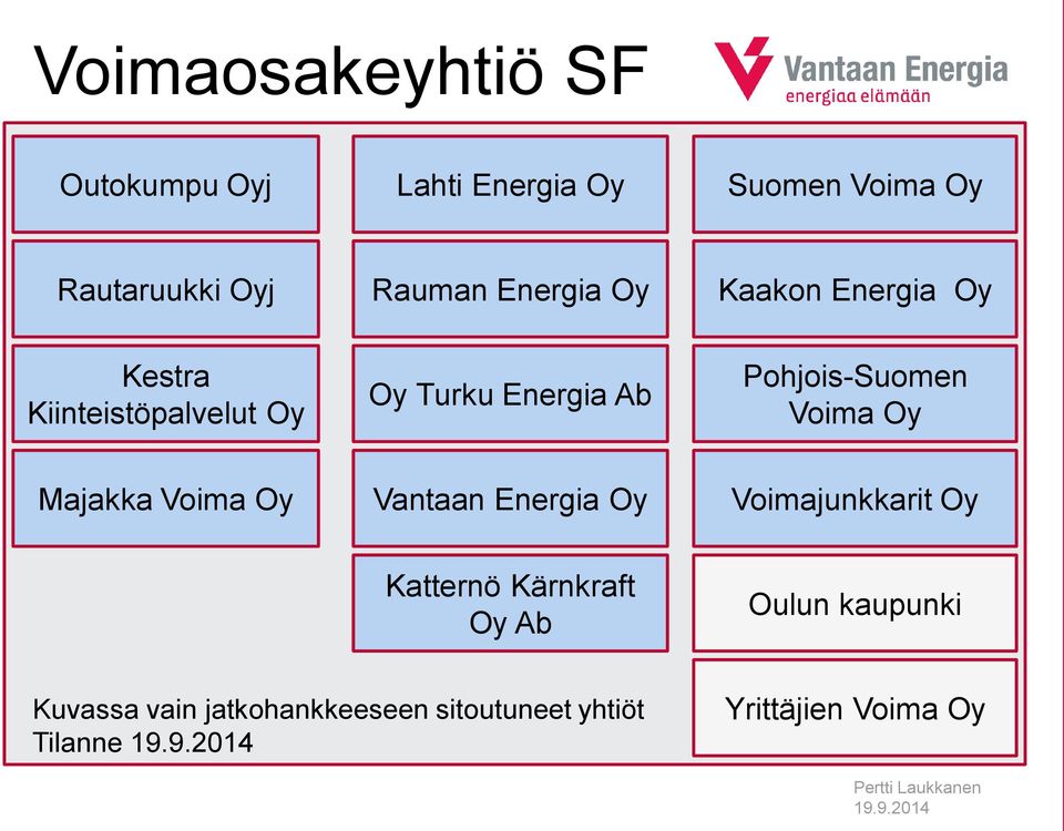 Pohjois-Suomen Voima Oy Majakka Voima Oy Vantaan Energia Oy Voimajunkkarit Oy Katternö