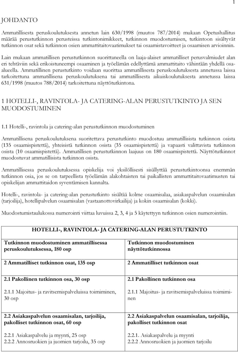 Lain mukaan ammatillisen perustutkinnon suorittaneella on laaja-alaiset ammatilliset perusvalmiudet alan eri tehtäviin sekä erikoistuneempi osaaminen ja työelämän edellyttämä ammattitaito vähintään