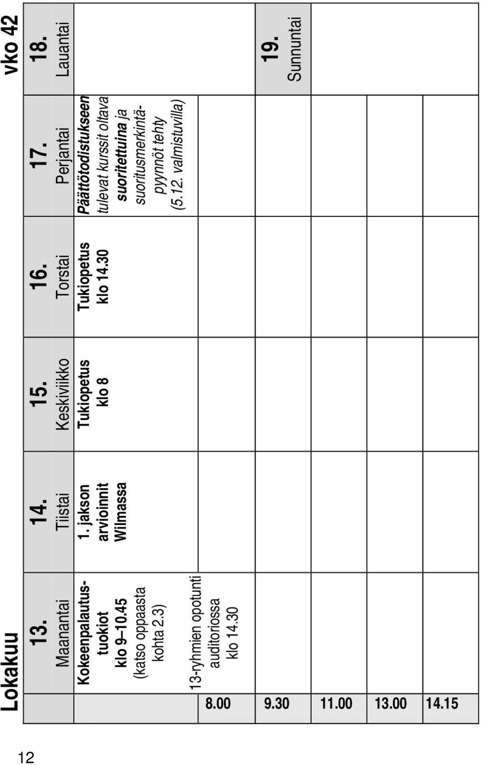 3) 13-ryhmien opotunti auditoriossa 17.