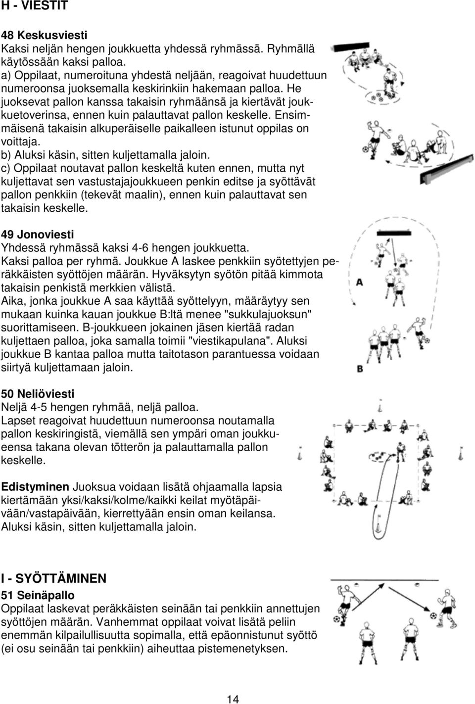 He juoksevat pallon kanssa takaisin ryhmäänsä ja kiertävät joukkuetoverinsa, ennen kuin palauttavat pallon keskelle. Ensimmäisenä takaisin alkuperäiselle paikalleen istunut oppilas on voittaja.