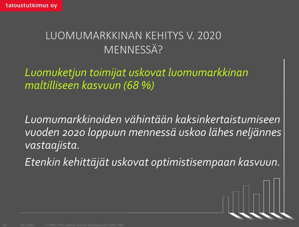 Luomumarkkinoiden vähintään kaksinkertaistumiseen vuoden 2020 loppuun mennessä uskoo