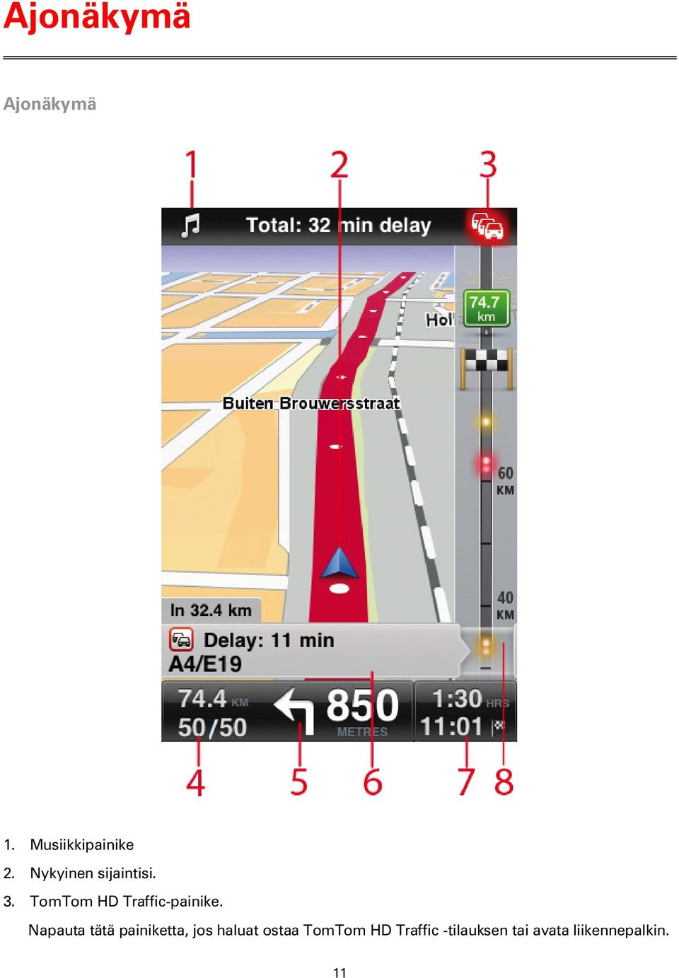 TomTom HD Traffic-painike.