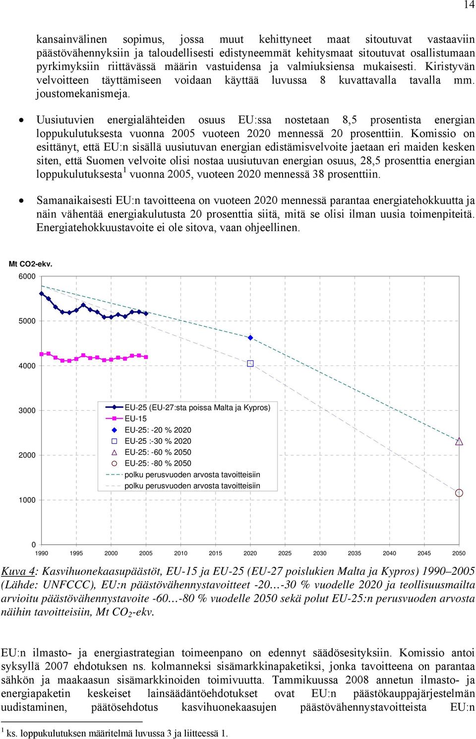 Uusiutuvien energialähteiden osuus EU:ssa nostetaan 8,5 prosentista energian loppukulutuksesta vuonna 2005 vuoteen 2020 mennessä 20 prosenttiin.