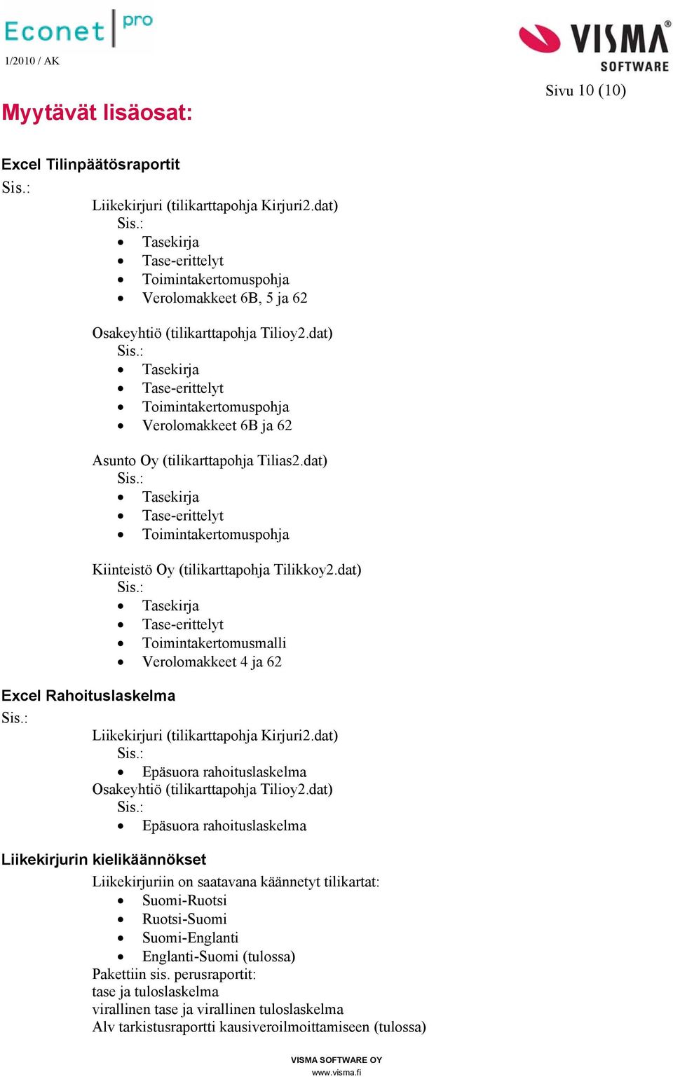 dat) Tasekirja Tase-erittelyt Toimintakertomuspohja Verolomakkeet 6B ja 62 Asunto Oy (tilikarttapohja Tilias2.