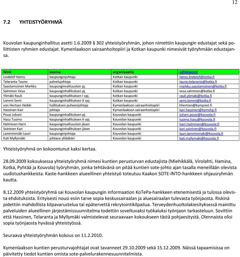 fi Telaranta Tauno palvelujohtaja Kotkan kaupunki tauno.telaranta@kotka.fi Saastamoinen Markku kaupunginvaltuuston pj. Kotkan kaupunki markku.saastamoinen@kotka.