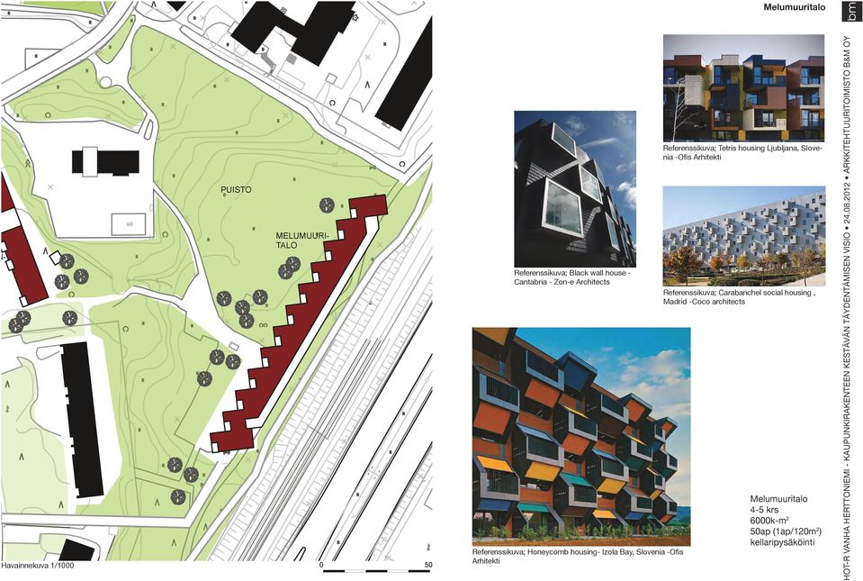 Arhitekti Referessikuva; arabachel social housig, Madrid -oco architects 1:5 Melumuuritalo 4-5 krs 6k-m 2 5ap (1ap/12m 2