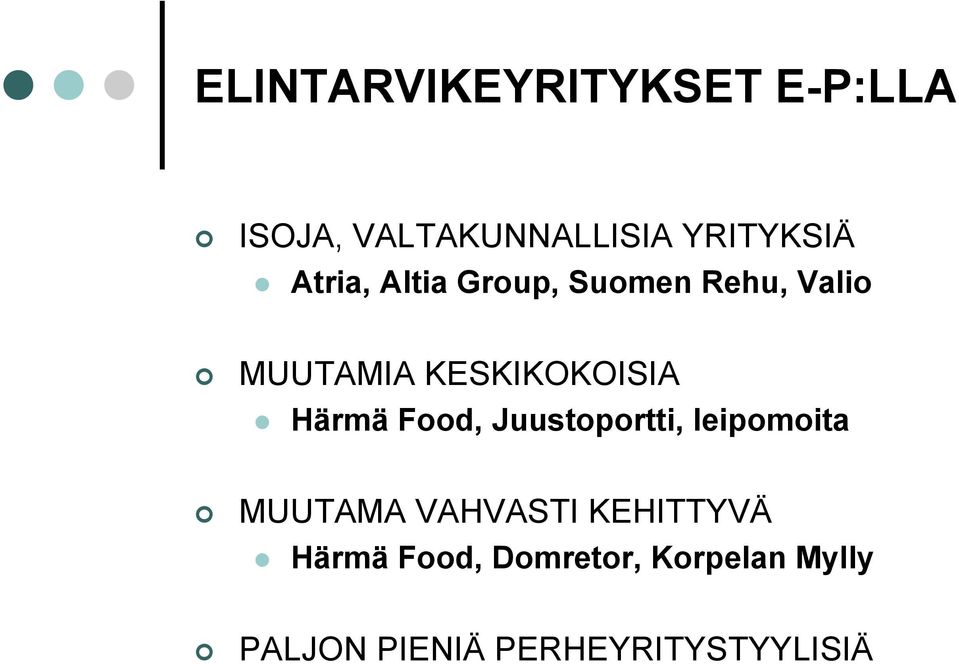 Härmä Food, Juustoportti, leipomoita MUUTAMA VAHVASTI KEHITTYVÄ