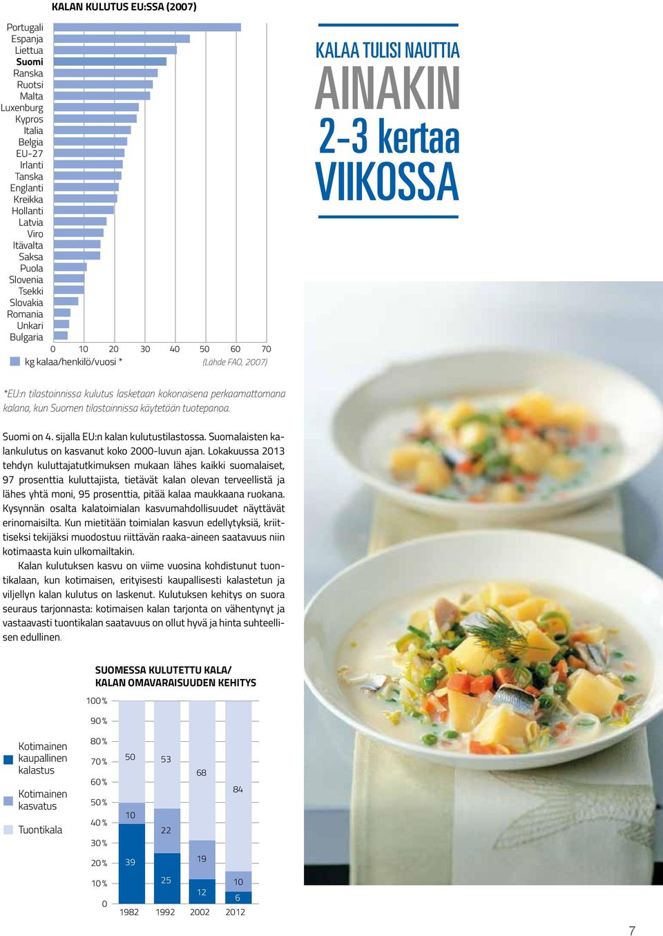 perkaamattomana kalana, kun Suomen tilastoinnissa käytetään tuotepanoa. Suomi on 4. sijalla EU:n kalan kulutustilastossa. Suomalaisten kalankulutus on kasvanut koko 2-luvun ajan.