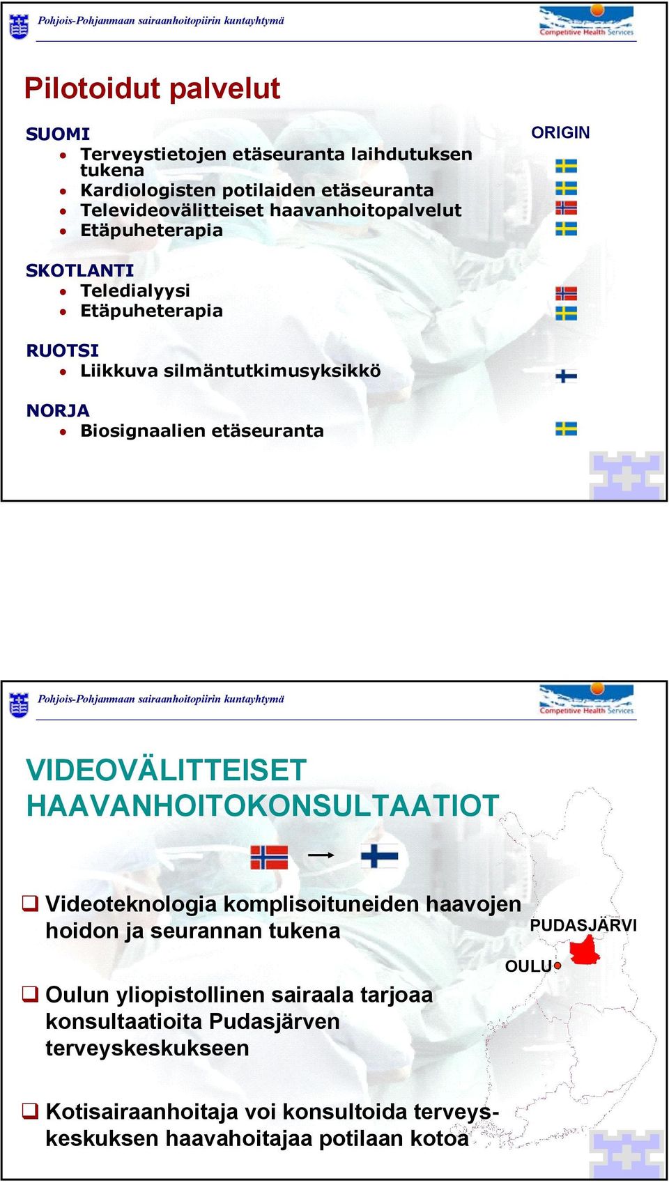 etäseuranta VIDEOVÄLITTEISET HAAVANHOITOKONSULTAATIOT Videoteknologia komplisoituneiden haavojen hoidon ja seurannan tukena PUDASJÄRVI Oulun