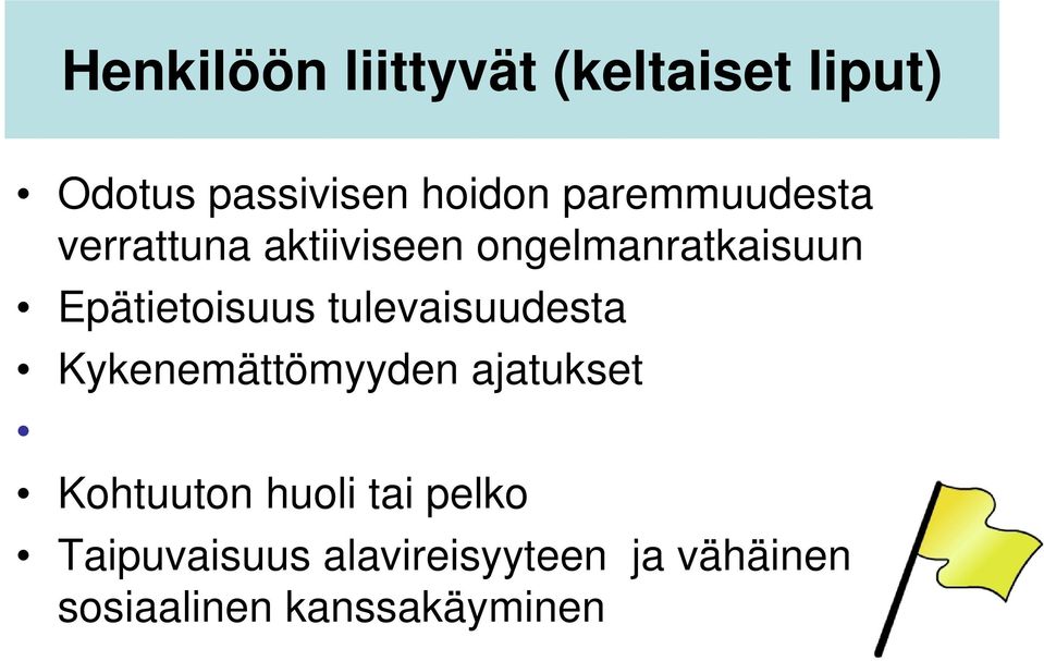 Epätietoisuus tulevaisuudesta Kykenemättömyyden ajatukset Kohtuuton