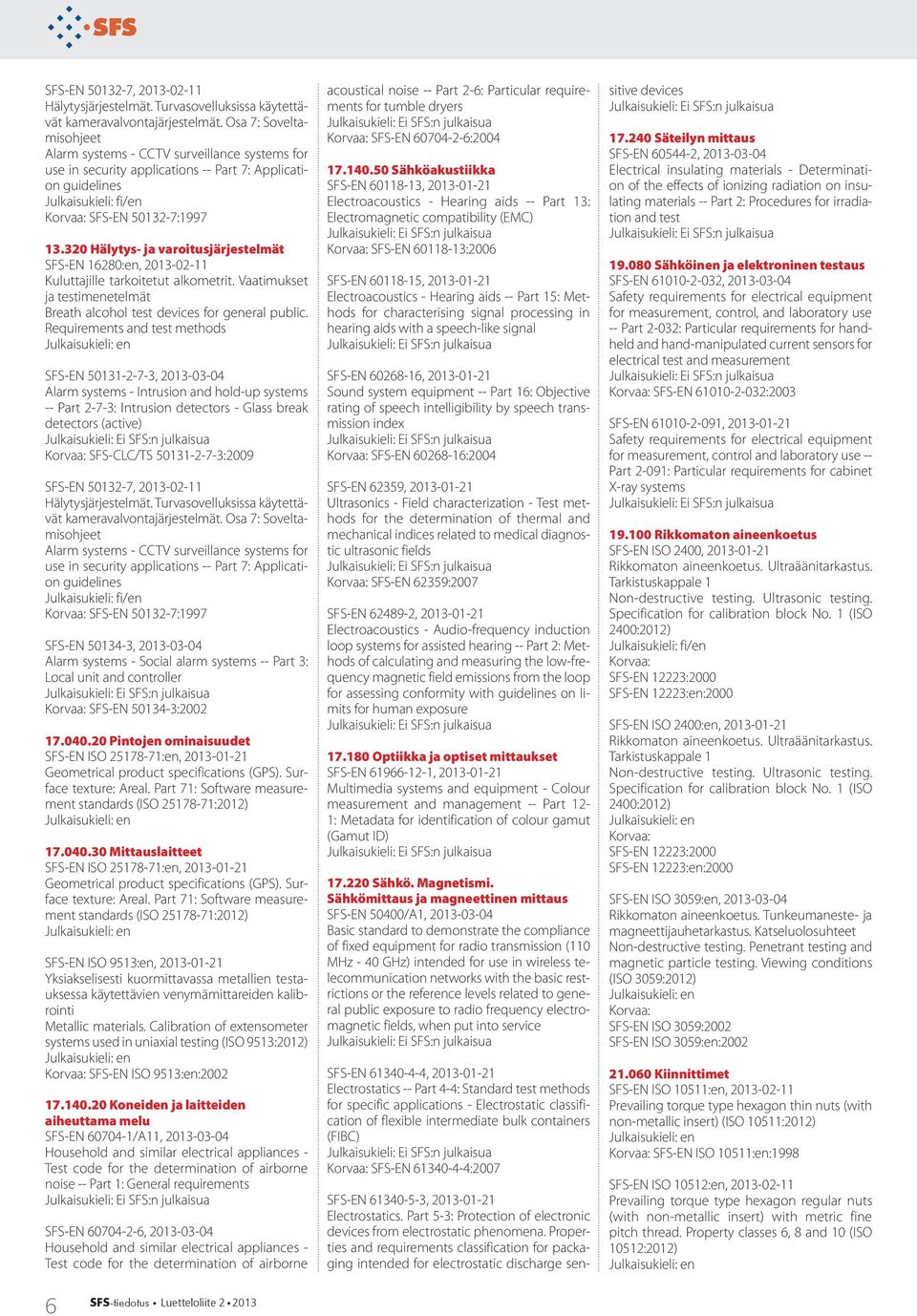 320 Hälytys- ja varoitusjärjestelmät SFS-EN 16280:en, 2013-02-11 Kuluttajille tarkoitetut alkometrit. Vaatimukset ja testimenetelmät Breath alcohol test devices for general public.
