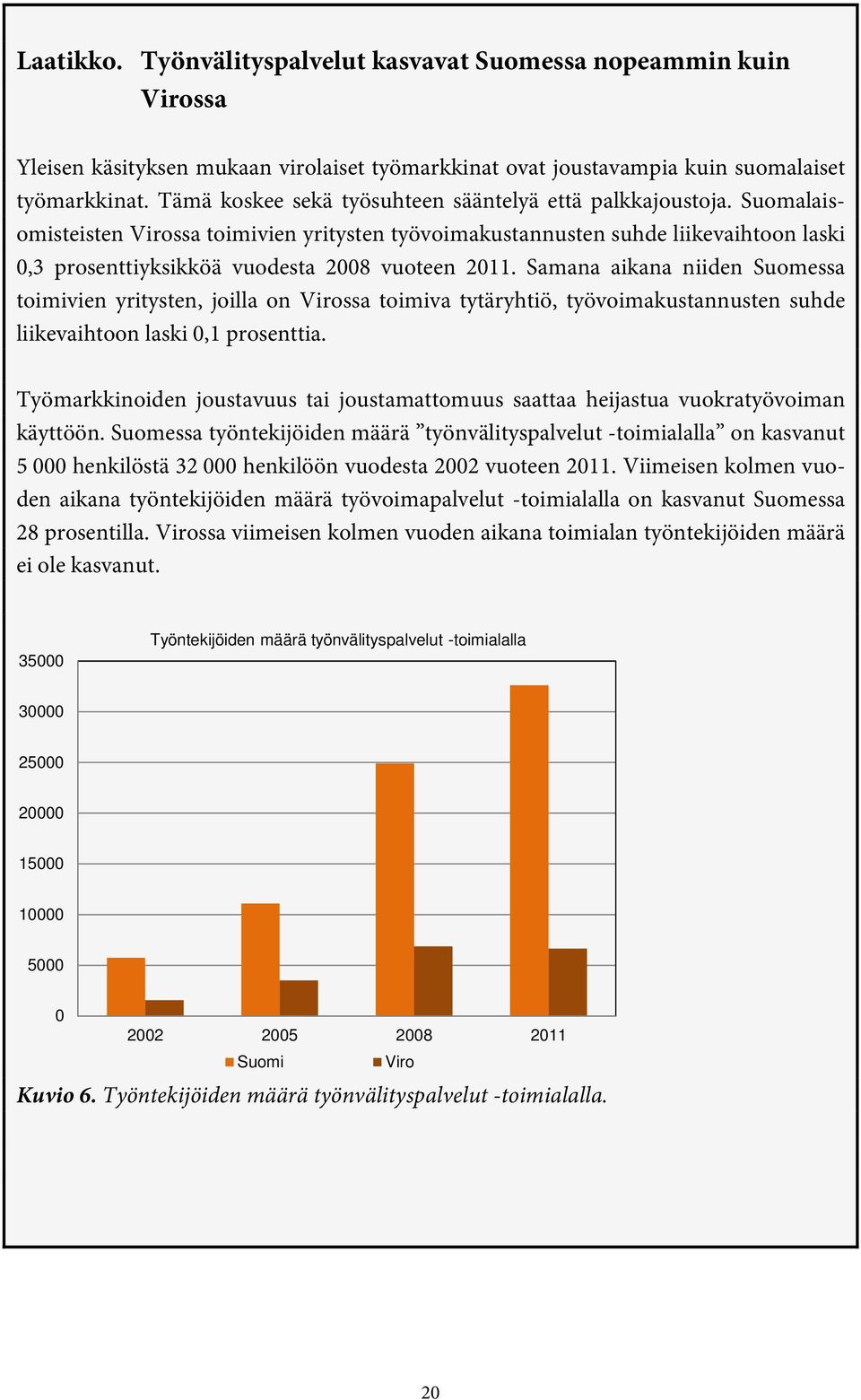 Samana aikana niiden Suomessa toimivien yritysten, joilla on Virossa toimiva tytäryhtiö, työvoimakustannusten suhde liikevaihtoon laski,1 prosenttia.