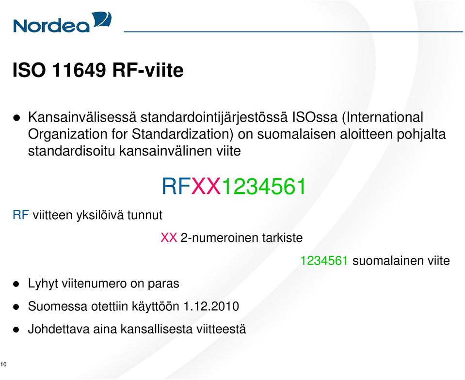 viitteen yksilöivä tunnut Lyhyt viitenumero on paras RFXX1234561 XX 2-numeroinen tarkiste