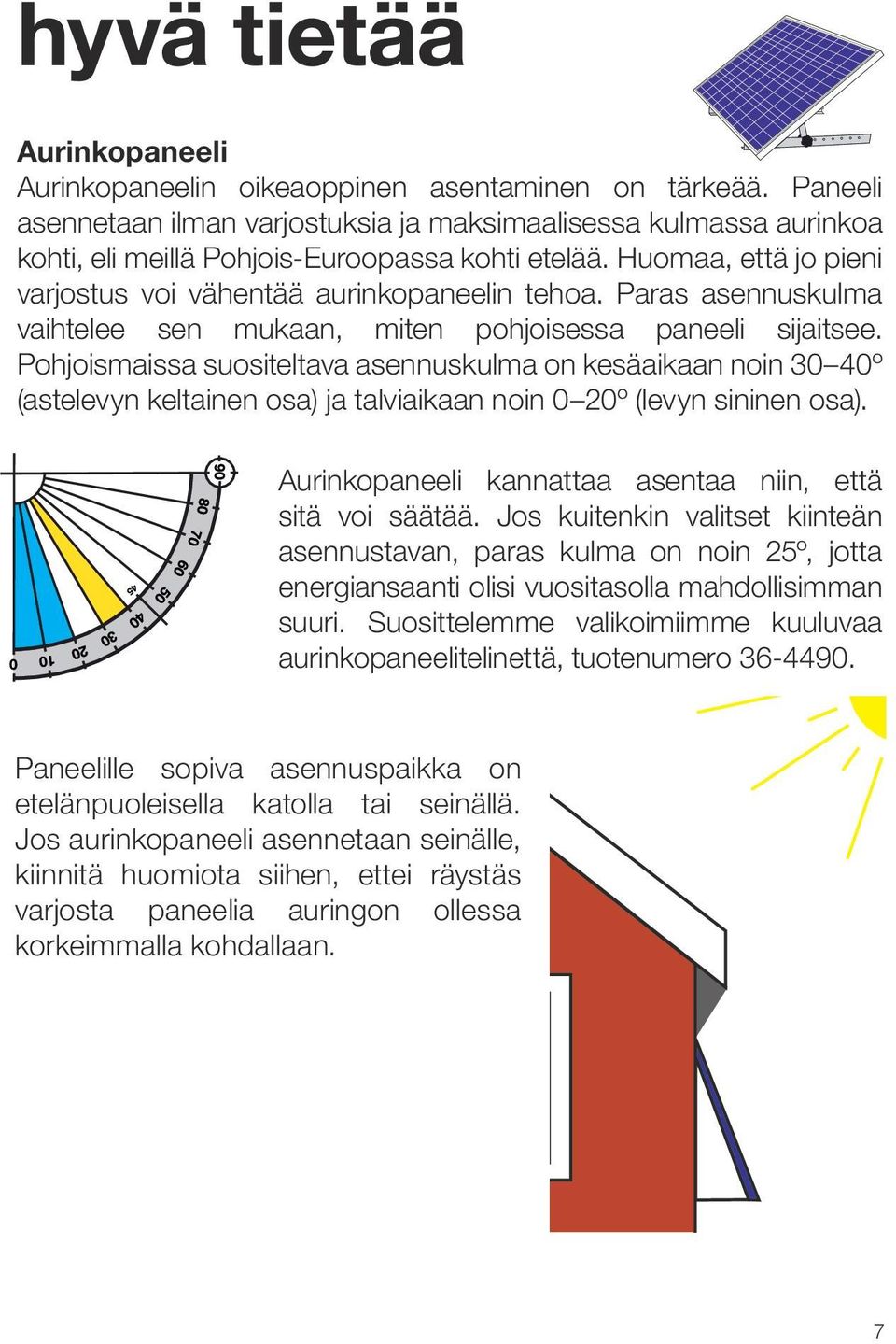 Paras asennuskulma vaihtelee sen mukaan, miten pohjoisessa paneeli sijaitsee.