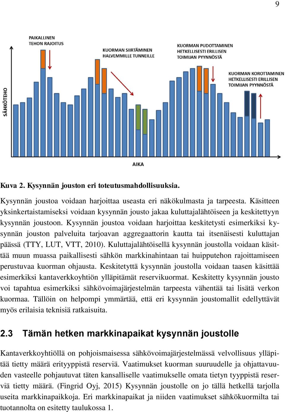 Kysynnän joustoa voidaan harjoittaa keskitetysti esimerkiksi kysynnän jouston palveluita tarjoavan aggregaattorin kautta tai itsenäisesti kuluttajan päässä (TTY, LUT, VTT, 2010).