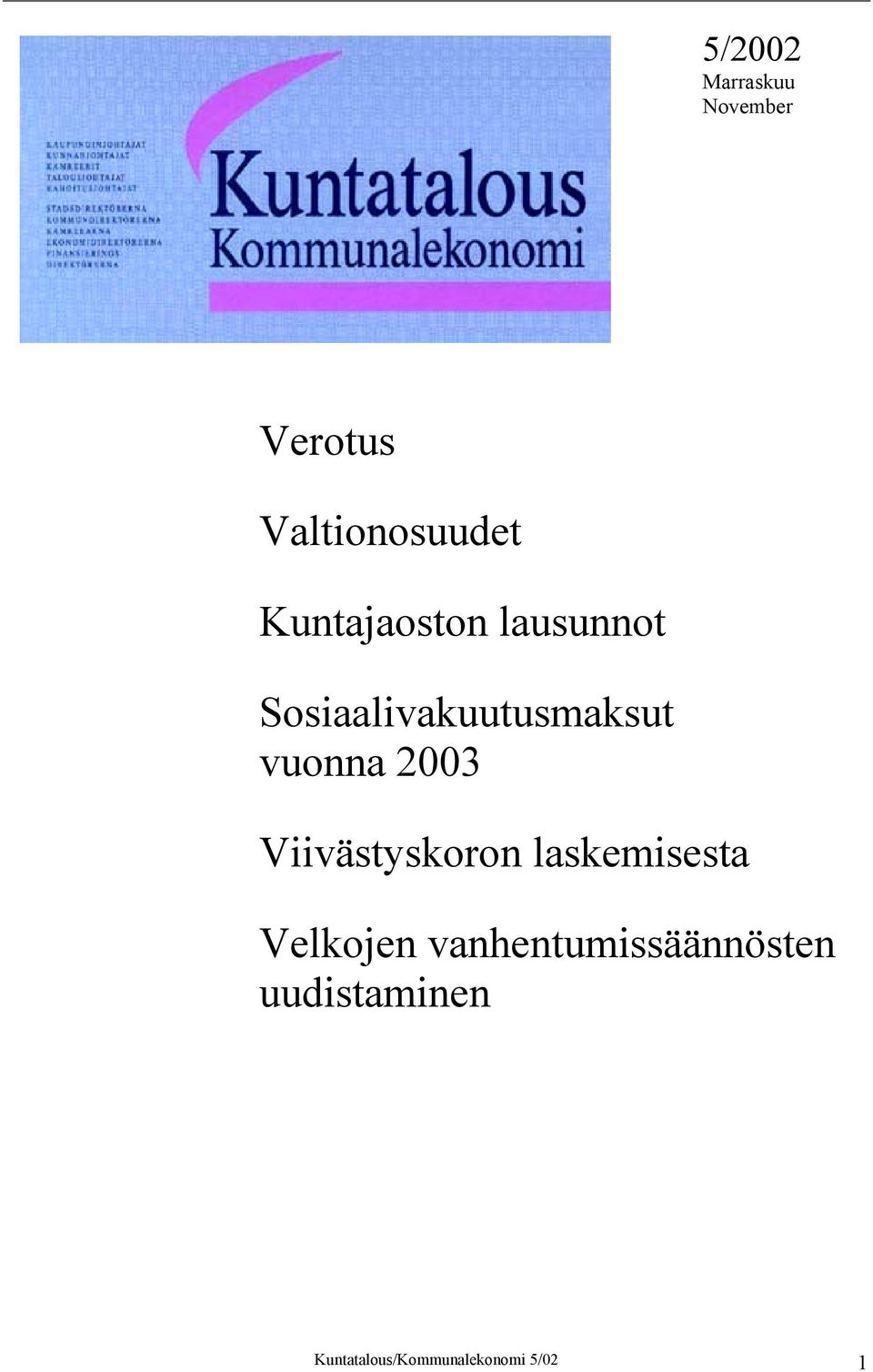 2003 Viivästyskoron laskemisesta Velkojen