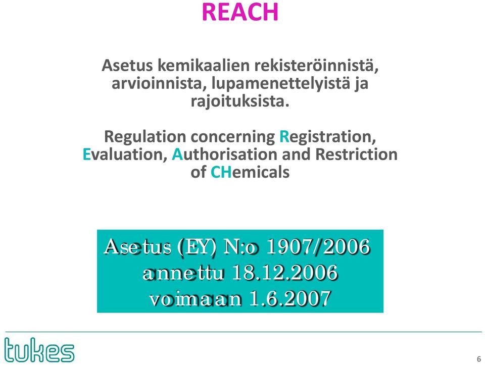 Regulation concerning Registration, Evaluation, Authorisation