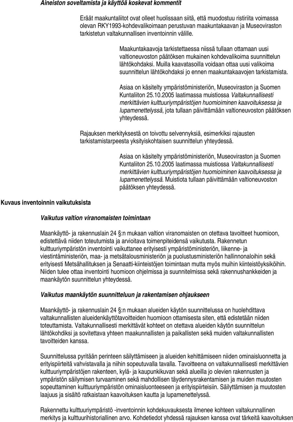 Maakuntakaavoja tarkistettaessa niissä tullaan ottamaan uusi valtioneuvoston päätöksen mukainen kohdevalikoima suunnittelun lähtökohdaksi.