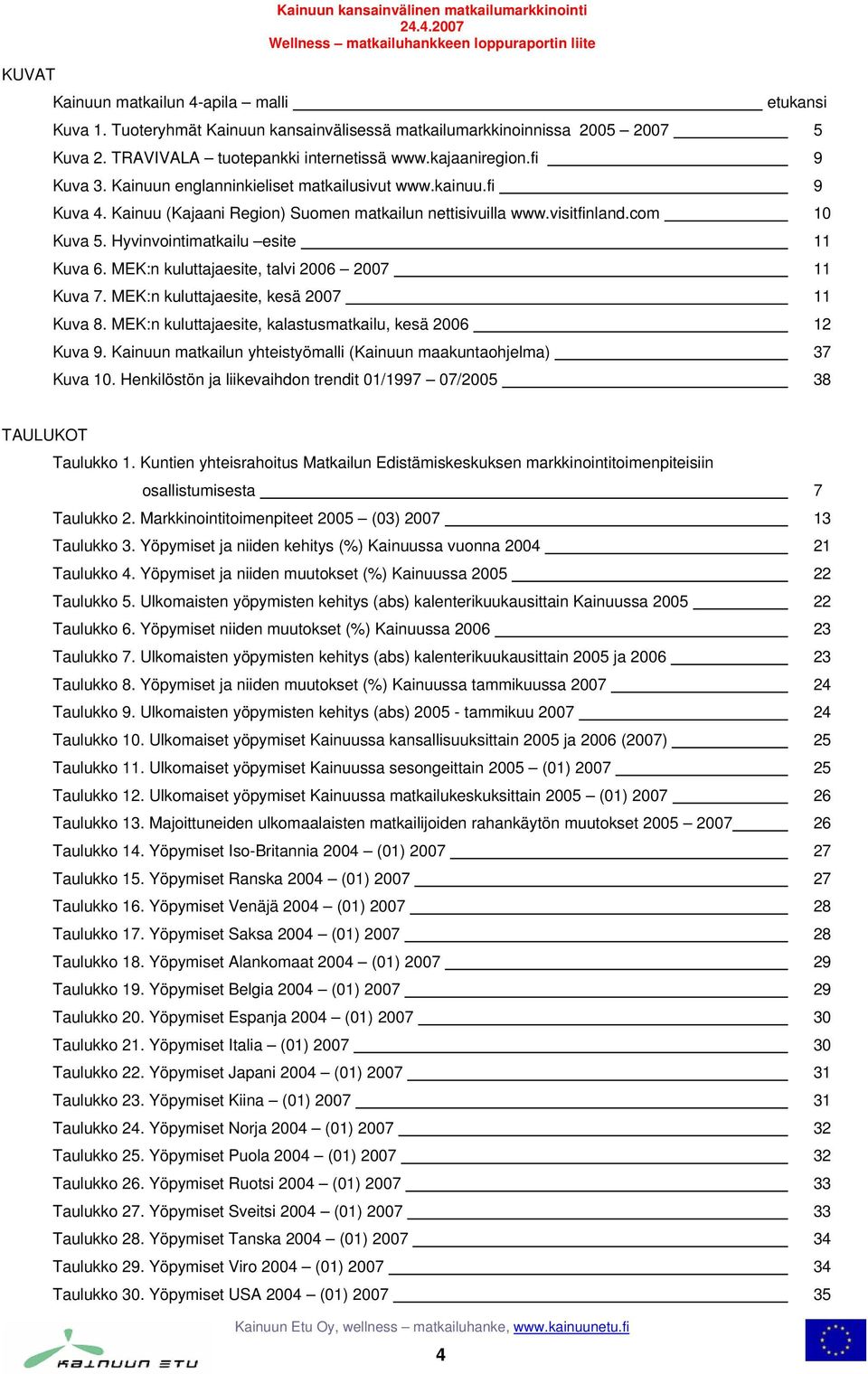 visitfinland.com 10 Kuva 5. Hyvinvointimatkailu esite 11 Kuva 6. MEK:n kuluttajaesite, talvi 2007 11 Kuva 7. MEK:n kuluttajaesite, kesä 2007 11 Kuva 8.