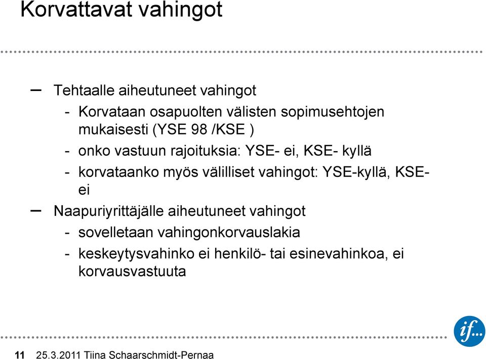 vahingot: YSE-kyllä, KSEei Naapuriyrittäjälle aiheutuneet vahingot - sovelletaan vahingonkorvauslakia -