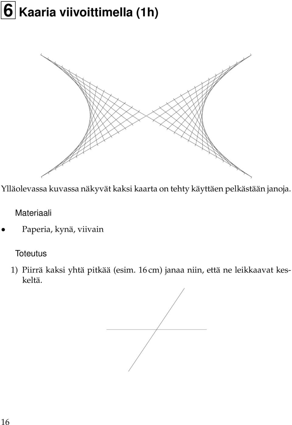 Materiaali Paperia, kynä, viivain Toteutus 1) Piirrä kaksi