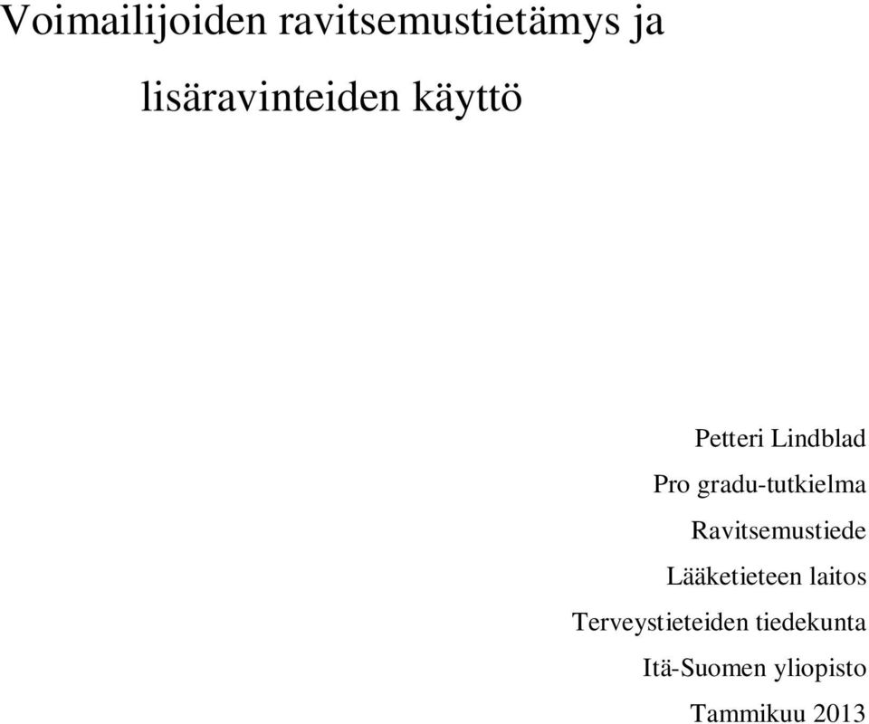 gradu-tutkielma Ravitsemustiede Lääketieteen