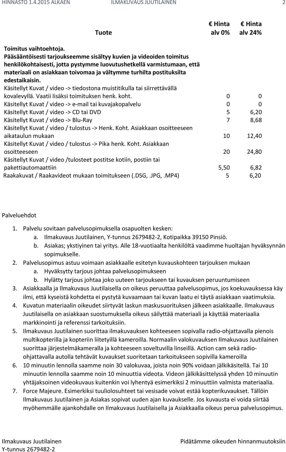 postituksilta edestaikaisin. Käsitellyt Kuvat / video > tiedostona muistitikulla tai siirrettävällä kovalevyllä. Vaatii lisäksi toimituksen henk. koht.